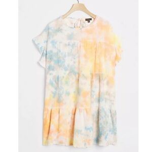 Current Air Tie Dye Tiered Babydoll Summer Dress Cap Sleeves Anthropologie